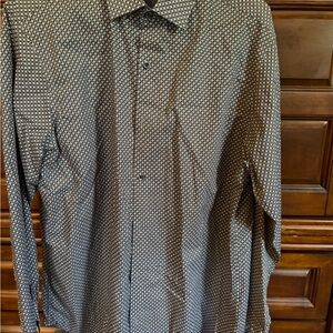 Hart Schaffner Marx Black Patterned Long-Sleeve Dress Shirt
